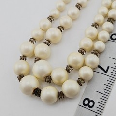 Vintage Double Strand Faux Pearl Necklace Adjustable Hook Clasp 1950s