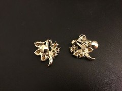 Screw Back Earrings Teal & Crystal Rhinestone Prong Rhodium Plated Vintage