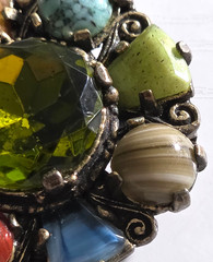 Vintage MIRACLE Multicolor Pebble Style Brooch Large 45mm Art Glass Statement
