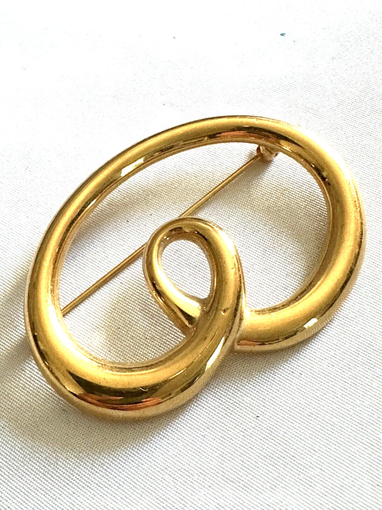 Vintage Monet Modernist Brooch Gold Tone