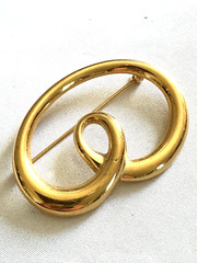 Vintage Monet Modernist Brooch Gold Tone