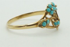 ANTIQUE 18K GOLD TURQUOISE GIARDINETTO / FLOWER RING c1820