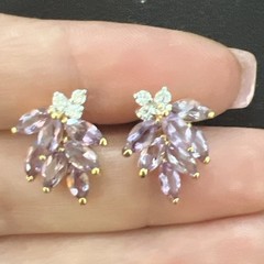 Vintage Cocktail Earrings Faux Marquis Amethyst Pierced Cluster