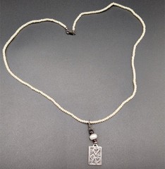 Vintage Necklace Sterling Silver Hearts Pearls Red Beads Love Valentines Day