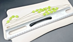 Vtg Flapper Length Poured Glass Gripoix Bead Lime Green Flower MCM Long Necklace