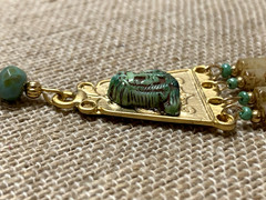NEW ITEM*ARTISAN*EGYPT REVIVAL CZECH NEIGER GLASS PHARAOH CHANDELIER EARRINGS.g