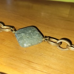 Vintage Artisan Jade Turquoise Carnelian Rutilated Quartz Necklace 14K GF
