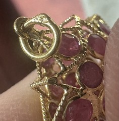 Vintage 18K Yellow Gold Mughal Ruby Star Charm Pendant 750 Indian Double Sided
