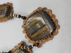 Vintage Mosiac Stones Brass Tribal Necklace 24″