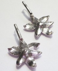 Vtg 2-Tone Pink Enamel Flower w/Pink Rhinestone Cluster Leverback Earrings 1.75″