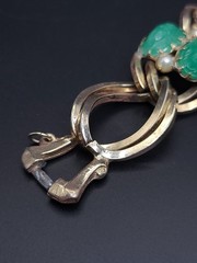 Vintage Reinad 5th Ave NY Carved Art Glass Cabochon Bracelet 1940s