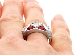 Vintage 1.70Ct Ruby and 1.14Ct Diamond, Platinum Dress Ring Circa 1990