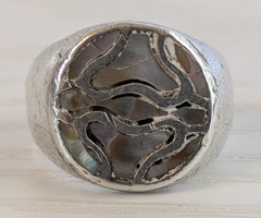 Vintage JMS Abalone Inlay Ring Size 6, Please Read The Description