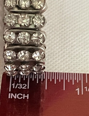 Vintage ^ 3-Row Clear Rhinestone Expansion Stretch Bracelet in Silver Tone