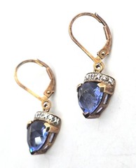 Ross Simmons Tanzanite and diamond vermeil gold over sterling silver drop earrin