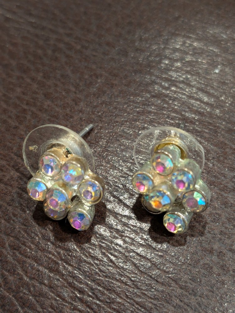 Aurora Borealis Earrings Used In Excellent Condition Vintage 1970s