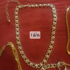 Mostly Vintage Lot 5 Gold Tone Choker Chain Necklaces 16-17 inches