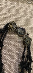 Miriam Haskell Signed Set Rare Flower Black Glass Rhinestone Necklace & Earrings