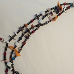 Vintage Southwest Inspired 3 Strand Necklace with Carved Stone Birds 32 in