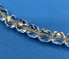 NECKLACE vtg 1950/60s crystal glass faceted beads strung on gold-filled chain