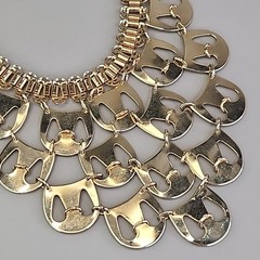 Vintage Waterfall Necklace Gold Tone Book Chain 15.5″