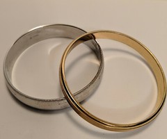 Monet Bracelet Lot Brushed Gold Tone Silver Tone Bangle
