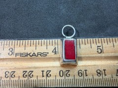 2.41g Vintage Sterling Silver 925 Rectangle Red Pendant Geometric Modern M