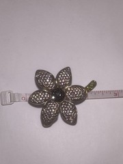 Vintage JJJ 2.5” Flower Pin With Pave Clear Brown Black Rhinestone