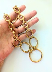 Gorgeous BRONZE MILOR ITALY Rose Gold Circle Link Statement Necklace