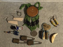 11 Pcs Vintage Native American Southwestern Lot. Blanket Pins! Beadwork Necklace
