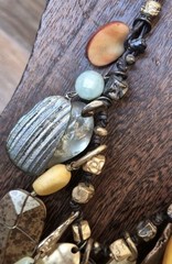 Vtg Chico’s Eclectic Charm Bead Adjustable Length Leather Cord Necklace