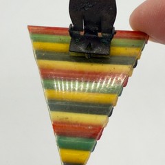 Vintage Dress Clip Multicolor Striped Triangle Acrylic Retro 2 Inches