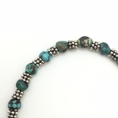 Silver Schark Handmade Sterling Silver & Turquoise Chunk Bead Bracelet 7” #25