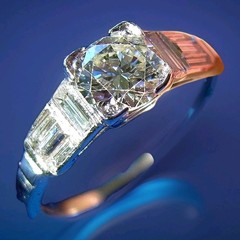 Original EARTH MINED DIAMOND Art Deco Engagement Ring SOLID PLATINUM Solitaire