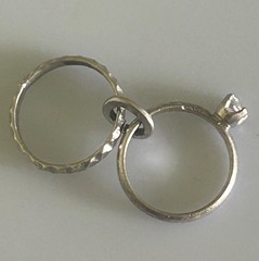 Vintage Silver Tone Wedding Ring & Band Charm For Bracelet Or Necklace JMS