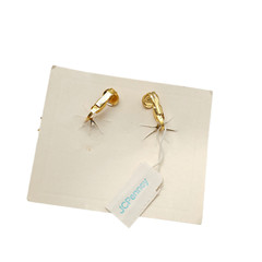 JC Penny Brown Cabochon Dangle Drop Earrings Gold Tone Vintage NWTs