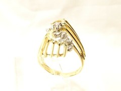 Vintage Unique Mid Century Modern 14 K Gold Diamond Twisted Column Sz 6 Ring RDW