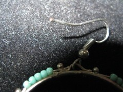 VTG SILVER colored & fake turquoise bead dangle EARRINGS