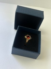 Vintage Red Cubic Zirconia Ring Gold Plated Womens Size 9.5