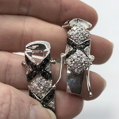 Vintage X O Design Black Onyx & Clear Pave Cubic Zirconia Bracelet sz 7″