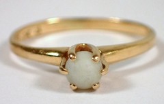 Antique Victorian 1.1g SOLID 10k Yellow Gold Prong Set White Stone Ring Sz 5.5