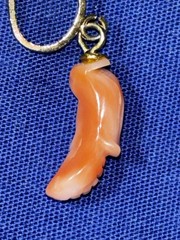 Vintage Angel Skin Coral Figural Corn Screw Back Earrings 2.67 grams 1 1/8” Long