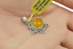 Sterling Silver Signed JTV Yellow Stone NWT Pendant