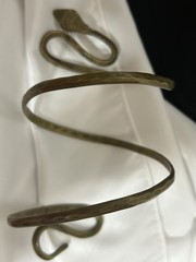 Vtg Egyptian Revival Brass Jewelry Lot Pharaoh Bypass Cuff & Snake Arm Coil Set