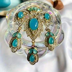 Antique Women’s Resin Gemstone Brooch Pin Anti glare Cheongsam Dress Corsage