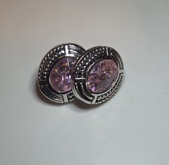 Vintage Sterling Silver Pink Topaz Robert Seemann Signed 925 Post Earrings