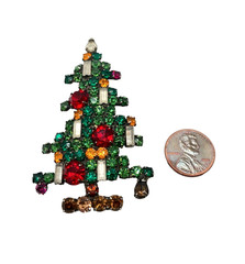 PROJECT PIECE Vintage Weiss Rhinestone Christmas Tree 6 Baguette Candles
