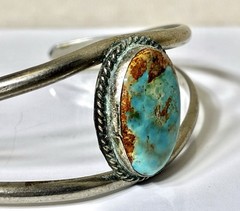 Alpaca Mexico Silver Cuff Bracelet Turquoise Adjustable