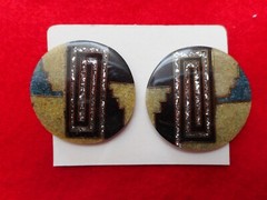VINTAGE Art Deco Design, ROUND SHAPE, Glitter CLIP Earrings from France
