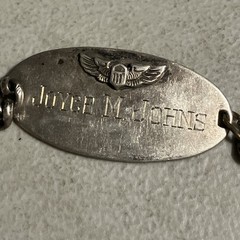 Drw- Sterling Silver WWII Air Force ID Bracelet Joyce M Johns Military
